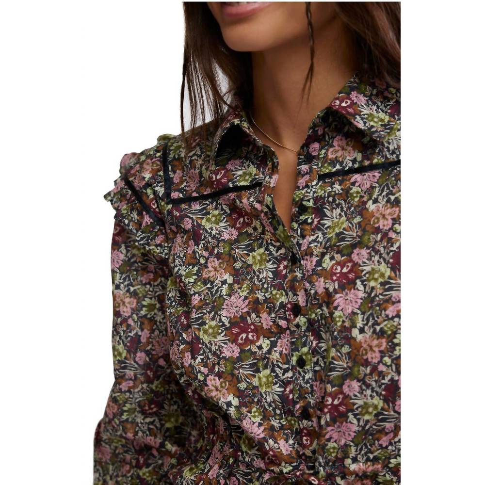 NEW FREE PEOPLE printed daybreak blouse in black combo - Picture 5 of 5